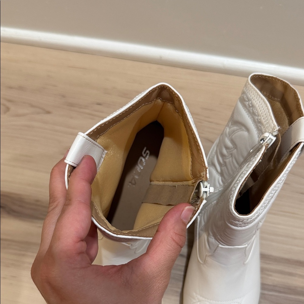 Soda Picotee Western Cowgirl Stitched Ankle Boots - Picture 5 of 6